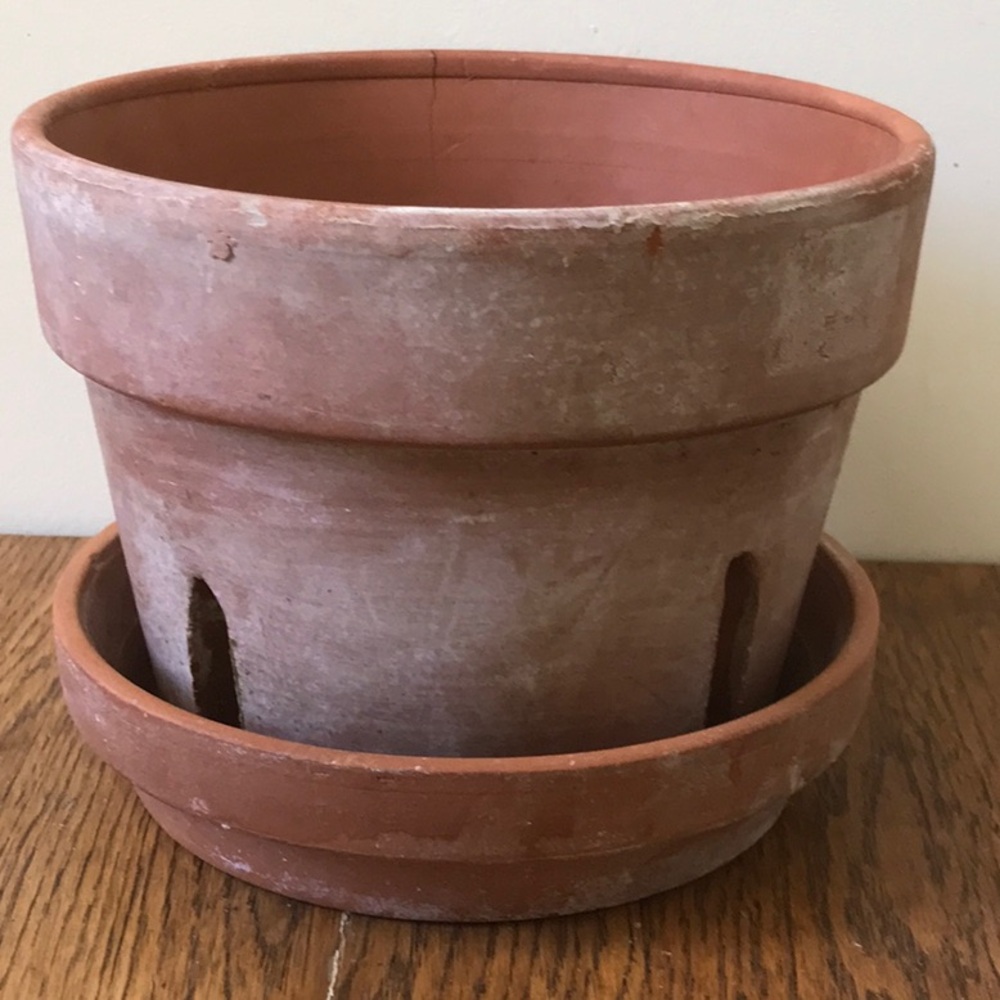 Terra Cotta Flower Pot with Saucer Dominican Republic and Italy
